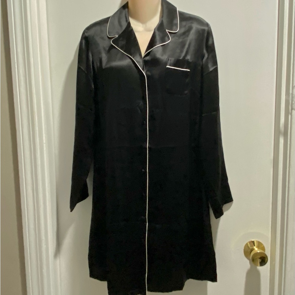 New Sutton Studio Black Silk L/S Whimsigoth Work Party Nightgown Dress MP